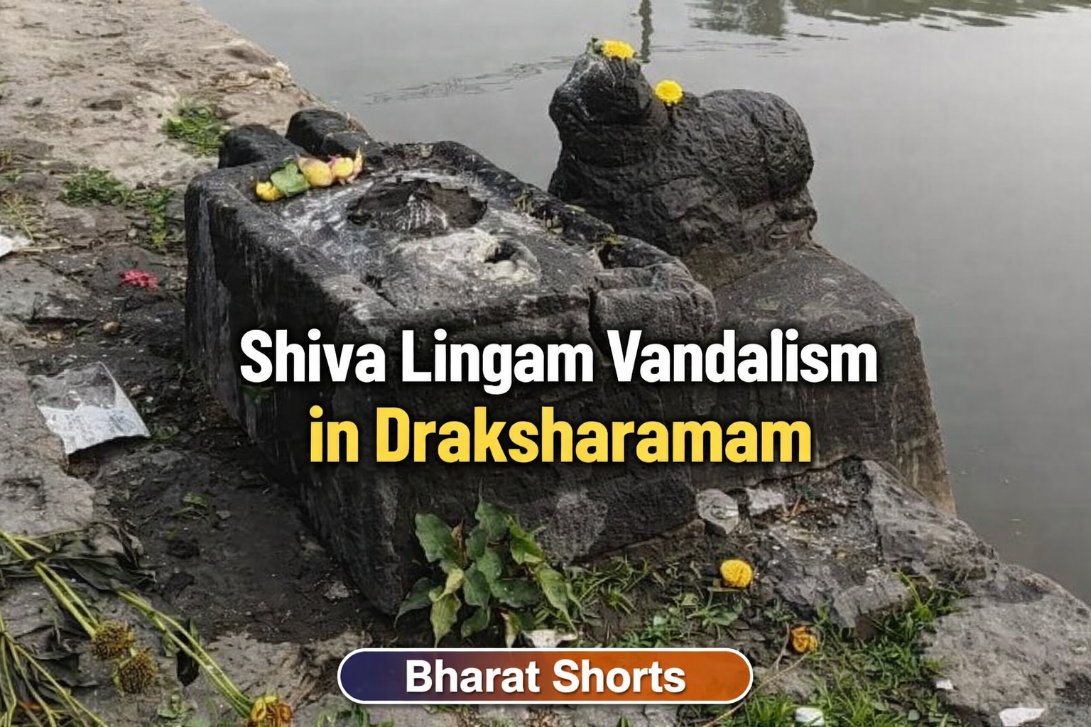 shiva lingam vandalism in draksharamam